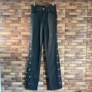 Womens Vintage Lawman HighRise Bare Back Blk Western W/ Button Detail Size 9x34